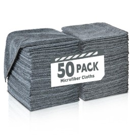 TEAWOO Gray Microfiber Cleaning Cloths Bulk Pack-50 Pack, Microfiber Towels Bulk, Towels for Cars, Cleaning Rags Gray (12x12 inches)