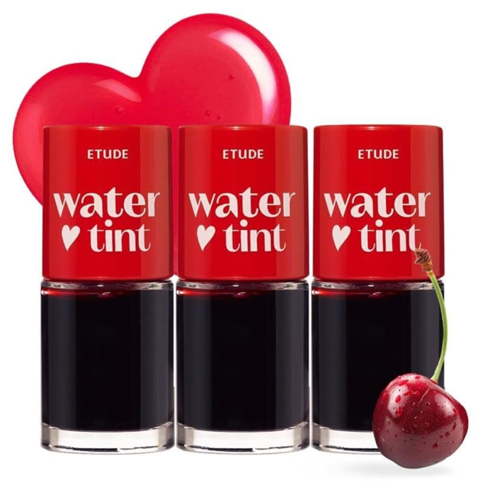 ETUDE Dear Darling Water Tint Cherry Ade 3 SET (9g*3) | Vivid Color Lip Stain with Moisturizing Weightless & Non-sticky Finish Lip Stain | Smudge-proof & Lightweight | Korean Makeup, Perfect for Gift