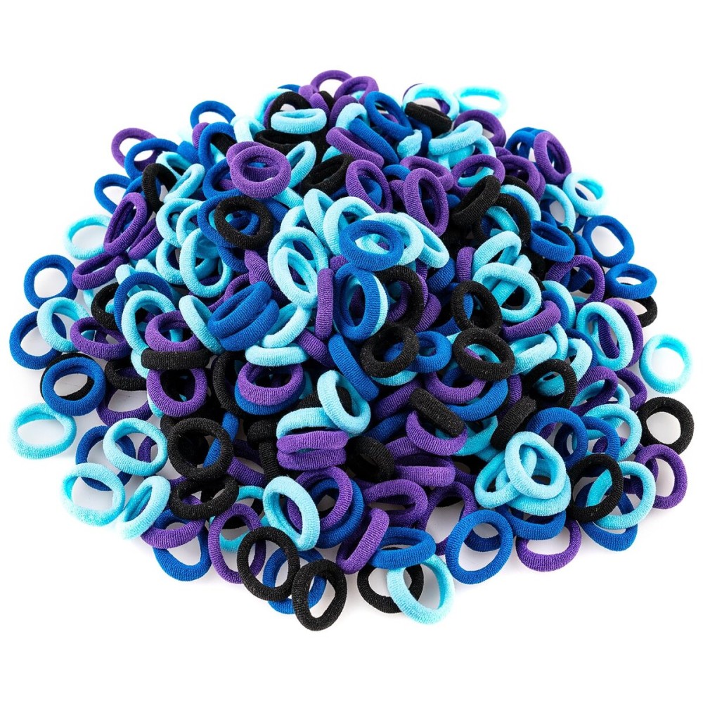 400 PCS Baby Hair Ties - No Damage Elastic Ponytail Holders, Soft Seamless Multicolor Hair Bands for Toddlers and Girls, Baby Hair Accessories (Mixed blue)