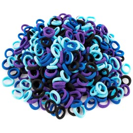 400 PCS Baby Hair Ties - No Damage Elastic Ponytail Holders, Soft Seamless Multicolor Hair Bands for Toddlers and Girls, Baby Hair Accessories (Mixed blue)