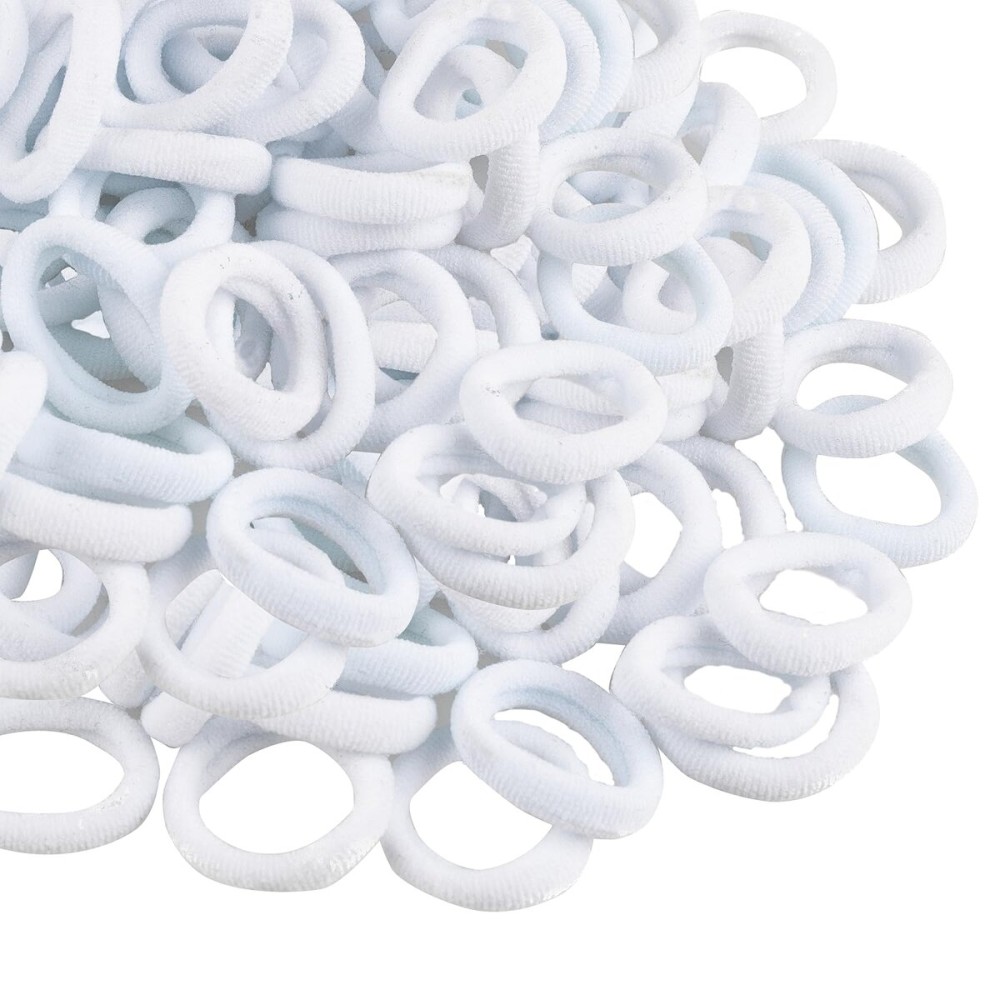400 PCS Baby Hair Ties - No Damage Elastic Ponytail Holders, Soft Seamless Multicolor Hair Bands for Toddlers and Girls, Baby Hair Accessories (White)