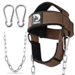 DMoose Fitness Neck Harness for Weight Lifting - Soft Padded Head & Chin Strap with 30 Heavy Duty Steel Chain - Neck Exerciser, Trainer & Strengthener to Support Injury Recovery (Cocoa Brown)