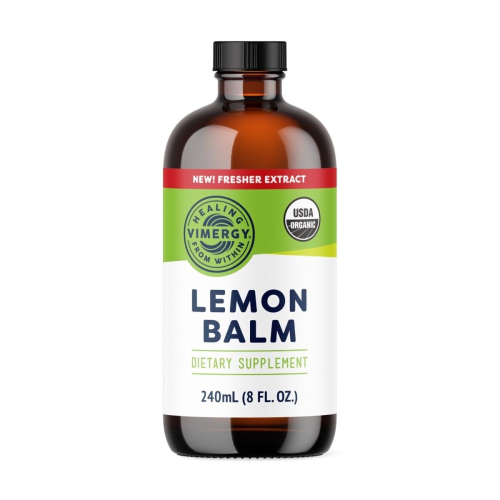 Vimergy Organic Lemon Balm Tincture Herbal Supplement - 175 mg of 10:1 Lemon Balm Extract per Serving, can be Used in Tea - USDA Certified Organic, Non-GMO, Alcohol-Free - 240 mL (1 mL/Serving)