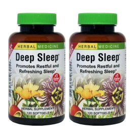 Herbs Etc. Deep Sleep Softgels - Herbal Sleep Support Supplement - Rest & Calming Support with Passionflower, Chamomile & Lemon Balm - 120 Softgels (120 Servings) - 2 Pack