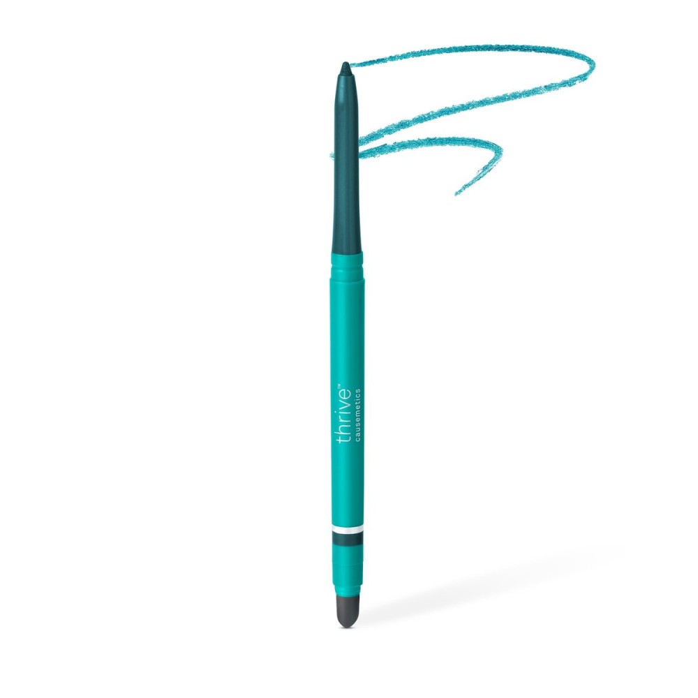 Thrive Causemetics Infinity Waterproof Eyeliner Pencil, Built In Sharpener & Smudge Tip, Long Lasting, Smudge Proof, Hyaluronic Acid & Shea Butter, Vegan & Cruelty Free, Jade (Teal Shimmer)