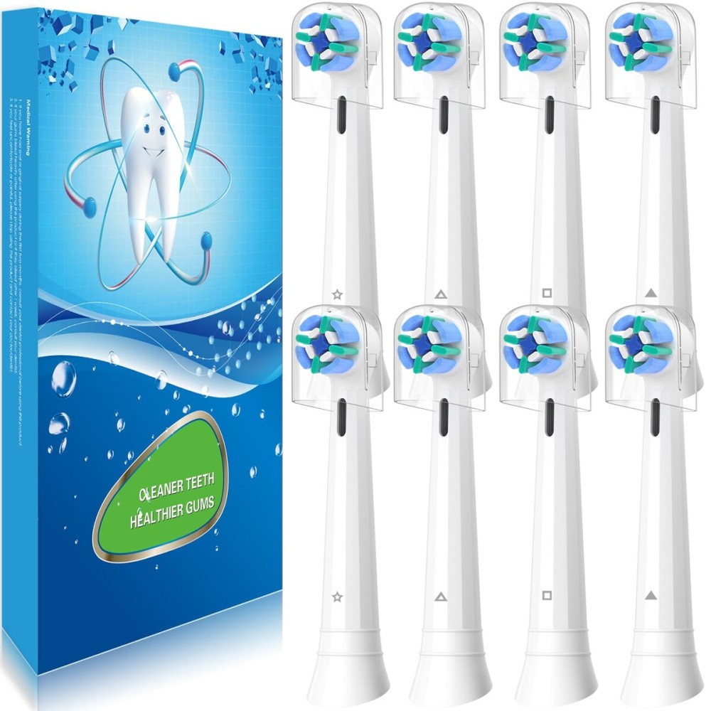 8 Pack Replacement Heads Compatible with Oral B iO Toothbrushes, Brush Heads for Oral-B iO 2/3/4/5/6/7/8/9/10/7G Series, with Covers, White