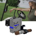 DESERT FOX GOLF Phone Caddy w/Cigar Holder - American Flag Golf Cart Phone Mount - Universal Fit, Secure Strap, One-Hand Access, Patriotic Golf Accessory (Blue Line)