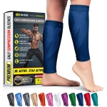 BLITZU Calf Compression Sleeves for Men and Women. Footless Compression Socks Support for Varicose Vein, Nursing, Running. Leg Sleeve Brace for Shin Splints, Pain Relief & Reduces Swelling Navy XXL