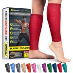 BLITZU Calf Compression Sleeves for Men and Women. Footless Compression Socks Support for Varicose Vein, Nursing, Running. Leg Sleeve Brace for Shin Splints, Pain Relief & Reduces Swelling Red XXL
