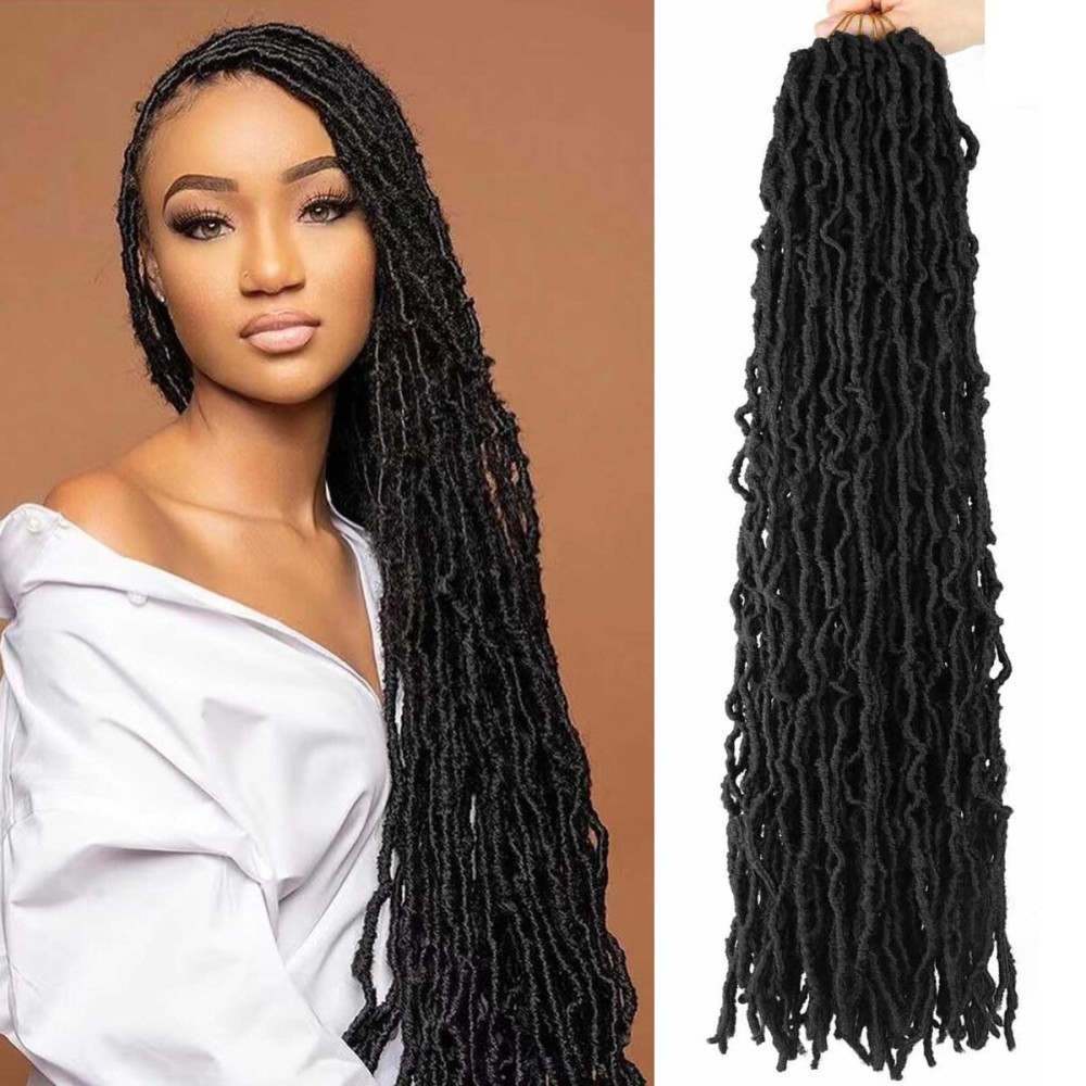8 Packs Soft Locs Crochet Hair 26 Inch Faux Locs Crochet Braids Hair for Butterfly Locs Distressed Locs Crochet Hair for Black Women (1B, 26 Inch(Pack of 8))