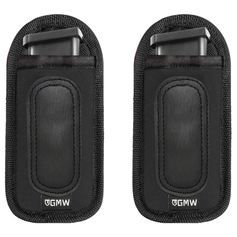 GMW Universal Magnetic OWB Magazine Holster [2-Pack] | Magazine Pouch for 9mm 1911 .380 .40 .45 Glock 17 19 43 M&P S&W | Pistol Mag Pouch for Single/Double Stack Handgun Magazines and Ammunition