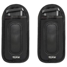 GMW Universal Magnetic OWB Magazine Holster [2-Pack] | Magazine Pouch for 9mm 1911 .380 .40 .45 Glock 17 19 43 M&P S&W | Pistol Mag Pouch for Single/Double Stack Handgun Magazines and Ammunition