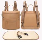 miss fong Neoprene Diaper Bag Baby Diaper Bag Large Capacity Neoprene Backpack with Changing Pad Travel Diaper Backpack with 16 Pockets for Mom & Dad-Brown