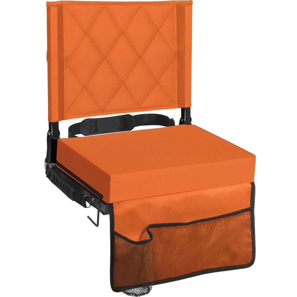 Sheenive Stadium Seats for Bleachers with Back Support, Bleacher Seats with Backs and Cushion Wide, Padded Portable Folding Comfort Stadium Chair with Shoulder Strap, Perfect for Sports Events, Orange