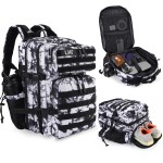 LHI Military Tactical Backpack for Men and Women 45L Army 3 Days Assault Pack Bag Large Rucksack with Shoe Compartment - Blue