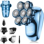 SHPAVVER Head Shavers for Bald Men: 5-in-1 Electric Razor - IPX7 Waterproof Shaving Grooming Kit for Balder - Turbo Speed & Precision Blades (Dark Blue)