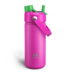 ENCOOL Insulated Water Bottle with Straw Stainless Steel Water Bottle, Leak-Proof, BPA-Free, Double Wall Vacuum Keeps Cold for 24 Hours for Sports, Travel, School (18 oz, Knockout Pink)