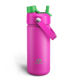 ENCOOL Insulated Water Bottle with Straw Stainless Steel Water Bottle, Leak-Proof, BPA-Free, Double Wall Vacuum Keeps Cold for 24 Hours for Sports, Travel, School (18 oz, Knockout Pink)