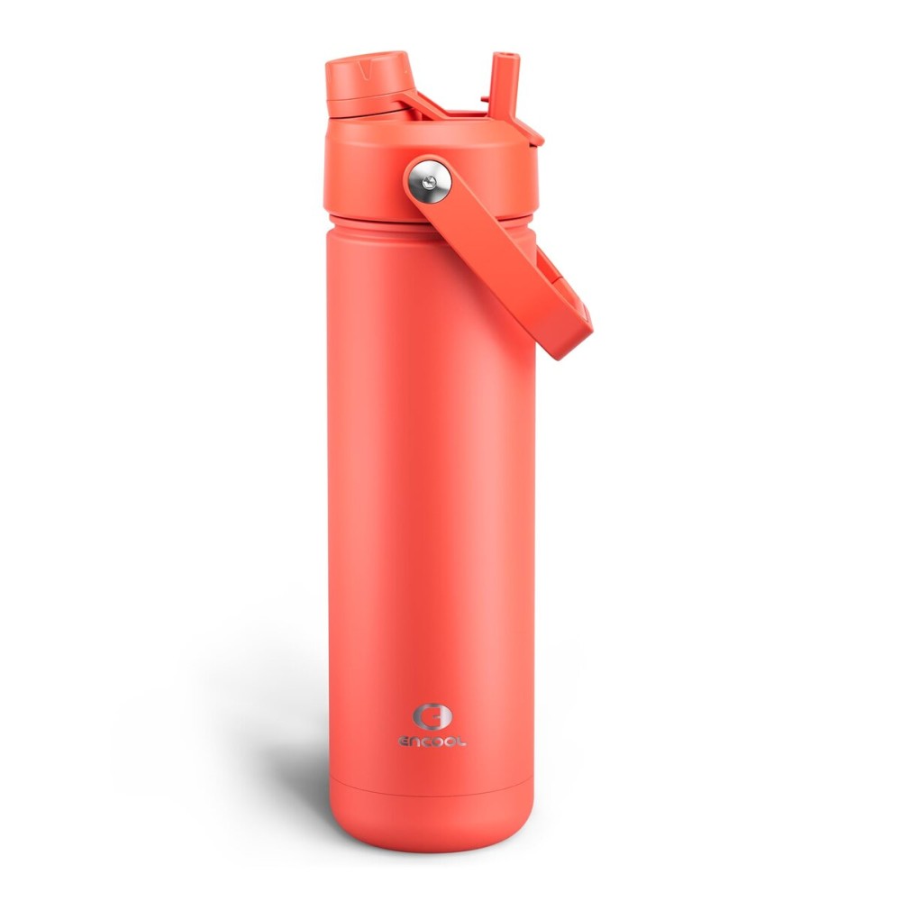 ENCOOL Insulated Water Bottle with Straw Stainless Steel Water Bottle, Leak-Proof, BPA-Free, Double Wall Vacuum Keeps Cold for 24 Hours for Sports, Travel, School (26 oz, Tawny Orange)
