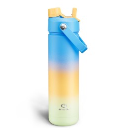ENCOOL Insulated Water Bottle with Straw Stainless Steel Water Bottle, Leak-Proof, BPA-Free, Double Wall Vacuum Keeps Cold for 24 Hours for Sports, Travel, School (26 oz, Sunny Breeze)