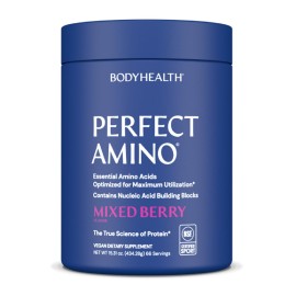 BodyHealth PerfectAmino Powder - BCAA and EAA Powder for Pre and Post Workout - Amino Acid Energy Drink to Support Lean Muscle and Recovery - NSF Certified for Sport - Mixed Berry - 66 Servings