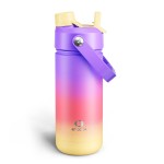 ENCOOL Insulated Water Bottle with Straw Stainless Steel Water Bottle, Leak-Proof, BPA-Free, Double Wall Vacuum Keeps Cold for 24 Hours for Sports, Travel, School (18 oz, Peach Dream)