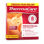 ThermaCare Menstrual Heating Pads - Portable, Adhesive HeatWraps for Period Cramps & Backache Relief - Discreet, Cord-Free Heat Therapy - Up to 8 Hours of Relief - (Pack of 12)
