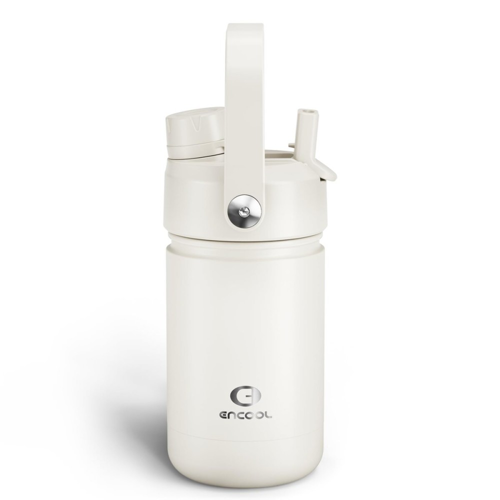 Kids Insualated Water Bottle with Straw - 12oz Stainless Steel Water Bottle with Dual Spouts, Leak-Proof, BPA-Free, Double Wall Vacuum Keeps Cold for 24 Hours for Sports, Travel, School (Cream Moon)