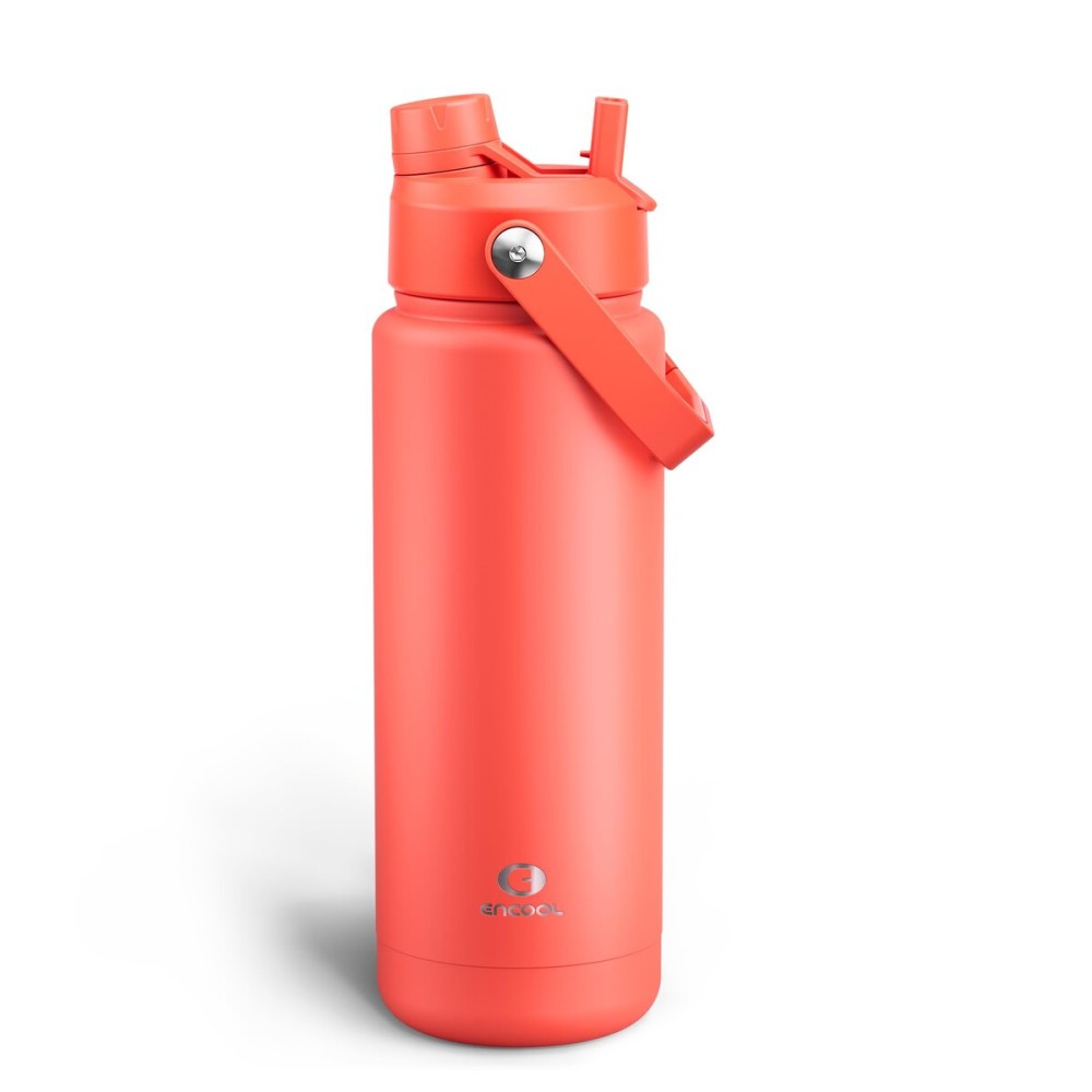 ENCOOL Insulated Water Bottle with Straw Stainless Steel Water Bottle, Leak-Proof, BPA-Free, Double Wall Vacuum Keeps Cold for 24 Hours for Sports, Travel, School (32 oz, Tawny Orange)