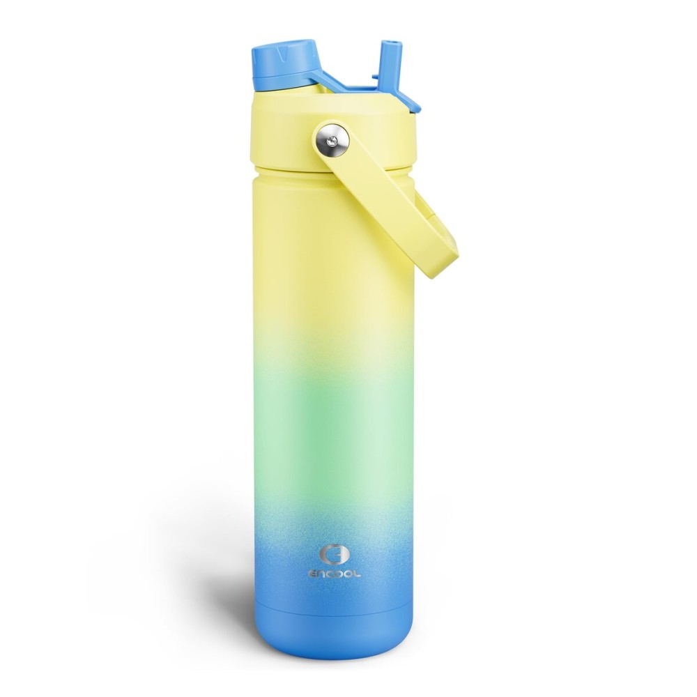 ENCOOL Insulated Water Bottle with Straw Stainless Steel Water Bottle, Leak-Proof, BPA-Free, Double Wall Vacuum Keeps Cold for 24 Hours for Sports, Travel, School (26 oz, Soft Lagoon)