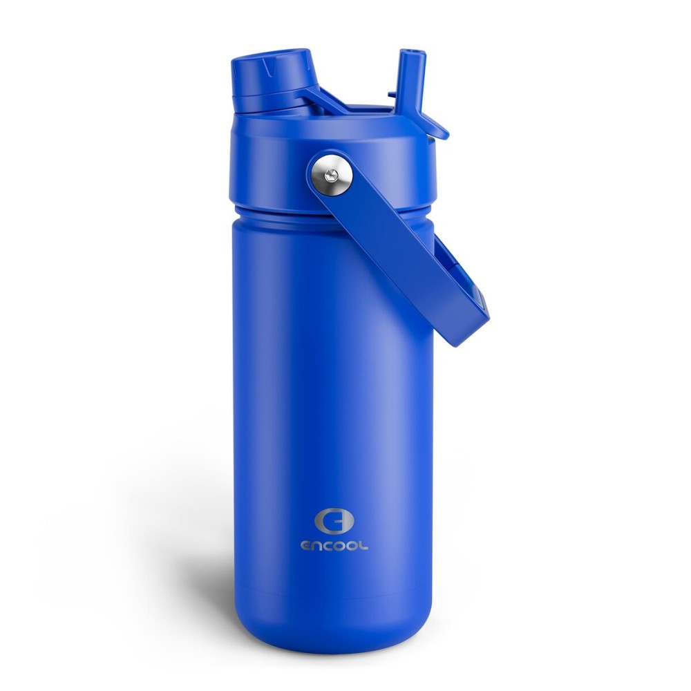 ENCOOL Insulated Water Bottle with Straw Stainless Steel Water Bottle, Leak-Proof, BPA-Free, Double Wall Vacuum Keeps Cold for 24 Hours for Sports, Travel, School (18 oz, Royal Blue)