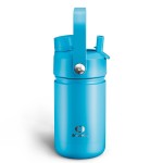 Kids Insualated Water Bottle with Straw - 12oz Stainless Steel Water Bottle with Dual Spouts, Leak-Proof, BPA-Free, Double Wall Vacuum Keeps Cold for 24 Hours for Sports, Travel, School (Azure Blue)