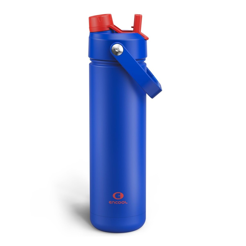 ENCOOL Insulated Water Bottle with Straw Stainless Steel Water Bottle, Leak-Proof, BPA-Free, Double Wall Vacuum Keeps Cold for 24 Hours for Sports, Travel, School (26 oz, Beaucoup Blue)