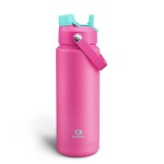 ENCOOL Insulated Water Bottle with Straw Stainless Steel Water Bottle, Leak-Proof, BPA-Free, Double Wall Vacuum Keeps Cold for 24 Hours for Sports, Travel, School (32 oz, Light Crimson)