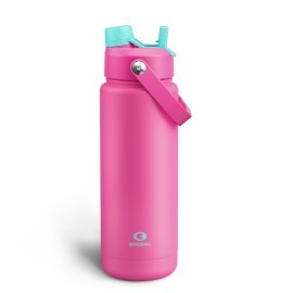 ENCOOL Insulated Water Bottle with Straw Stainless Steel Water Bottle, Leak-Proof, BPA-Free, Double Wall Vacuum Keeps Cold for 24 Hours for Sports, Travel, School (32 oz, Light Crimson)