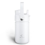 Kids Insualated Water Bottle with Straw - 12oz Stainless Steel Water Bottle with Dual Spouts, Leak-Proof, BPA-Free, Double Wall Vacuum Keeps Cold for 24 Hours for Sports, Travel, School (Polar White)