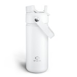 ENCOOL Insulated Water Bottle with Straw Stainless Steel Water Bottle, Leak-Proof, BPA-Free, Double Wall Vacuum Keeps Cold for 24 Hours for Sports, Travel, School (18 oz, Polar White)