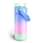 ENCOOL Insulated Water Bottle with Straw Stainless Steel Water Bottle, Leak-Proof, BPA-Free, Double Wall Vacuum Keeps Cold for 24 Hours for Sports, Travel, School (18 oz, Frosted Lilac)