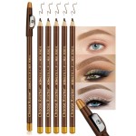 FeiCuiYun 5Pcs Wooden Hard-Core Eyebrow Pencils for Women, Light Brown Eyebrow and Eyeliner Pencil, Long Lasting Waterproof and Sweat-Proof, Beginner Makeup Brow Pencil, Create a Natural Eye Brow