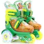 Adjustable Roller Skates for Kids Boys 5-12, Children\'s Light-Up Shoes Toddler Age 3-5 Gift Box Packing for Toddlers Dinosaur Green
