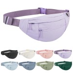 Frenou Large Waist Bag With 4-Zipper Pockets-Fanny Pack For Women And Man-Crossbody Belt Bag With Adjustable Strap For Travel Running Hiking Walking Workout Light Purple
