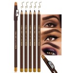 FeiCuiYun 5Pcs Wooden Hard-Core Eyebrow Pencils for Women, Dark Brown Eyebrow and Eyeliner Pencil, Long Lasting Waterproof and Sweat-Proof, Beginner Makeup Brow Pencil, Create a Natural Eye Brow