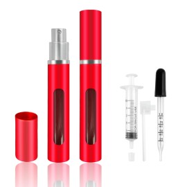 Kewjug 2 Pack Refillable Mini Perfume Atomizer BottlePortable Separate BottlesTravel and Outings Spray Boxes Dispensers 5ml/0.2oz (Red)