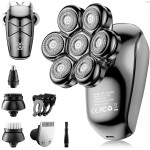 SHPAVVER Head Shavers for Bald Men: 5-in-1 Electric Razor - IPX7 Waterproof Shaving Grooming Kit for Balder - Turbo Speed & Precision Blades (Gray Black)