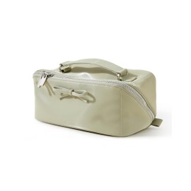 EACHY Makeup Bag, Large Capacity Cosmetic Bags for Women, Waterproof Pearl-Sheen PU Toiletry Bag with Flat-Open Design and Makeup Brush Organizer