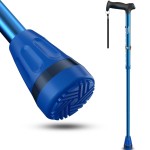 HEALTHBAZAAR All Terrain Walking Cane for Men & Women, Lightweight, Foldable, Adjustable, Shock Absorption, HealthBazaar Collapsible Walking Stick for Seniors & Adults (Blue)