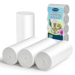 TECHSHARE 4 Gallon Small Trash Bags - 220 Count White HDPE Garbage Can Liners for Bathroom, Kitchen, Office - Strong Plastic Waste Basket Bags, Extra Value Bulk Pack for Everyday Use
