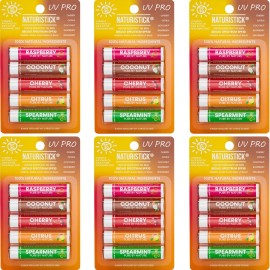 Mineral SPF 30 Vegan Lip Balm by Naturistick | Broad Spectrum UVA/UVB Protection with Zinc Oxide | 100% Natural, Coral-Friendly | 30-Pack Assorted (Raspberry, Coconut, Cherry, Citrus, Spearmint)