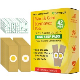 Wart Corn Remover Pads for Feet: 42 Pack 40% Salicylic Acid Extra Strength Bandages for Plantar Warts Corns Small Callus on Feet Hands Toes - Safe Effective Treatment for Adults Children (42 Pads)