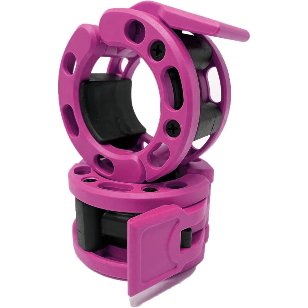 Clout Fitness Olympic Barbell Clamps Collars Quick Release Pair of Locking Weight Clips Fit 2 Inch Barbell (Pink)